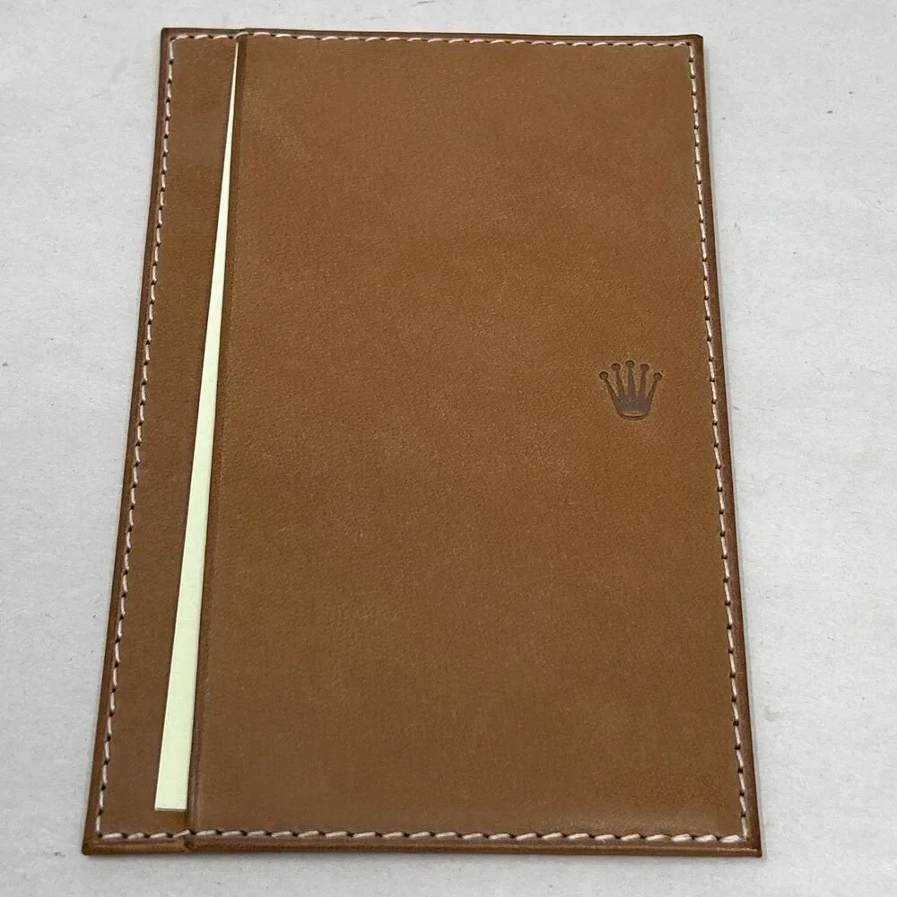 Rolex Tan Leather Notepad Holder w/Paper and Box